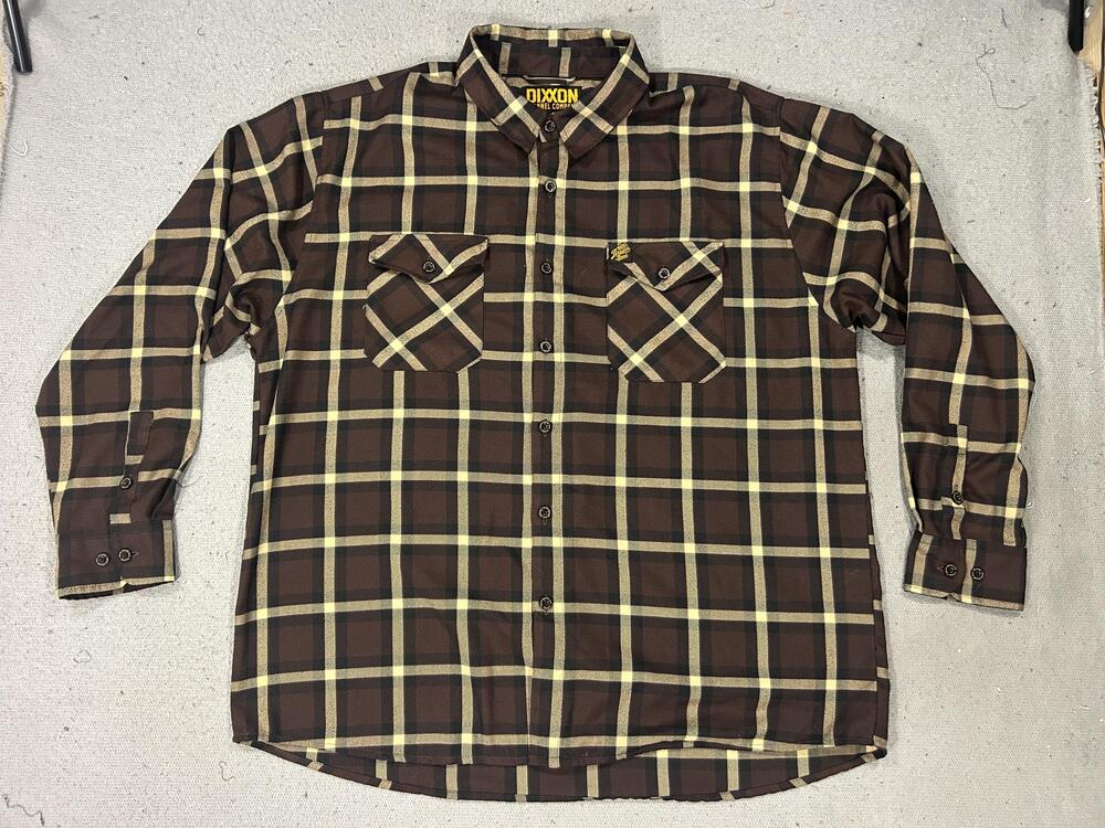 Dixxon Flannel Shirt Mens 3XL Brown Plaid Zac Brown Band Button Up Long Sleeve
